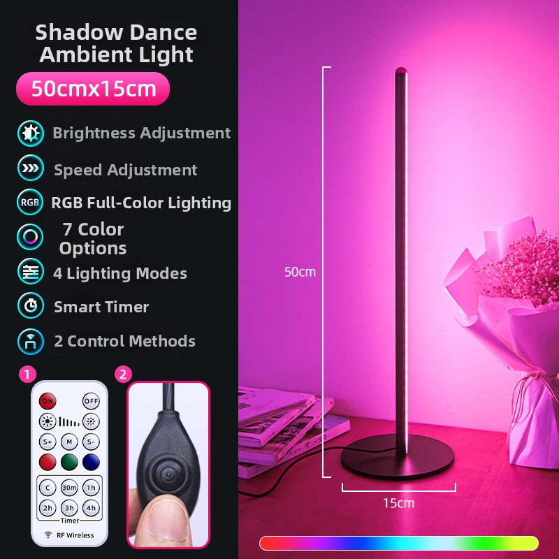 Állólámpa LED, nordikus minimalista design nappali vagy hálószoba számára, 50 LED, alumínium test, policarbonát árnyékoló, távirányító