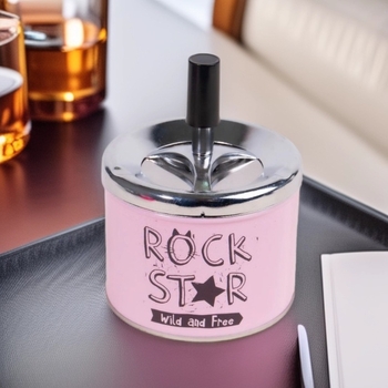 Пепелник с капак, автомобилно монтиран ветроустойчив метален, 6 броя в кутия, печат на лого възможен, модерен минималистичен стил