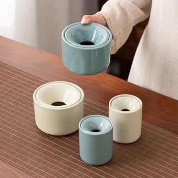 Scrumieră ceramică pentru ceremonia ceaiului, cu protecție împotriva vântului, logo imprimat, stil minimalist chinezesc