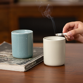 Scrumieră ceramică pentru ceremonia ceaiului, cu protecție împotriva vântului, logo imprimat, stil minimalist chinezesc