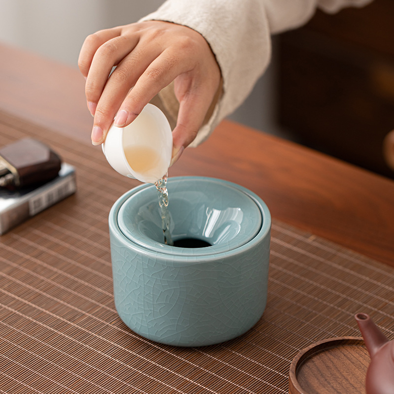 Scrumieră ceramică pentru ceremonia ceaiului, cu protecție împotriva vântului, logo imprimat, stil minimalist chinezesc