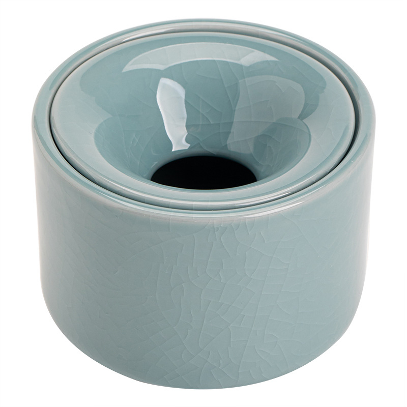 Scrumieră ceramică pentru ceremonia ceaiului, cu protecție împotriva vântului, logo imprimat, stil minimalist chinezesc