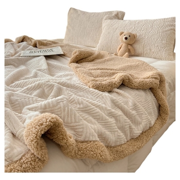 Πολυεστερική βελουδένια κουβέρτα, στυλ μαλλιού αρνιού, 300–500 g, για όλες τις εποχές, μινιμαλιστικό στυλ, μονόχρωμη ή καρό