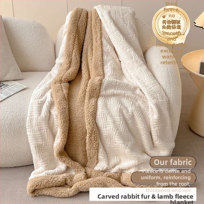 Πολυεστερική βελουδένια κουβέρτα, στυλ μαλλιού αρνιού, 300–500 g, για όλες τις εποχές, μινιμαλιστικό στυλ, μονόχρωμη ή καρό