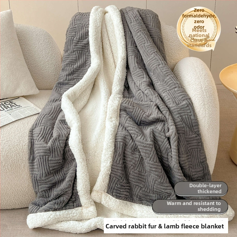 Πολυεστερική βελουδένια κουβέρτα, στυλ μαλλιού αρνιού, 300–500 g, για όλες τις εποχές, μινιμαλιστικό στυλ, μονόχρωμη ή καρό