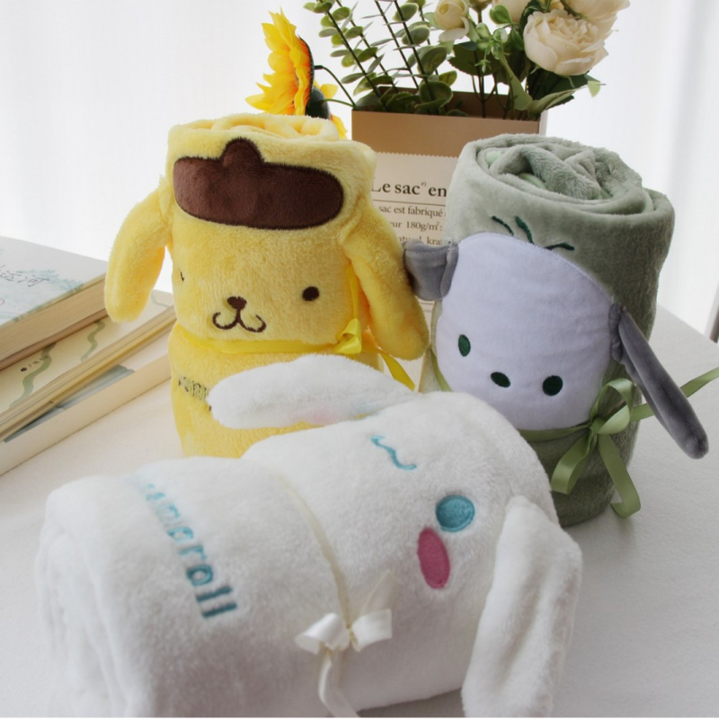 Κουβέρτα με Μαξιλάρι Καρτούν – 120 g coral fleece, σχέδιο κινούμενων σχεδίων, άνοιξη–φθινόπωρο, φορητό για ύπνο/ταξίδι/αυτοκίνητο