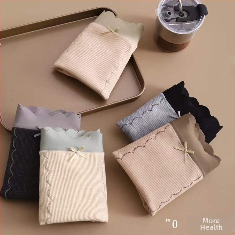 Slipuri din bumbac cu talie înaltă pentru controlul abdomenului și ridicarea feselor, țesătură rib, căptușeală la zona crăpăturii din mătase Mulberry, model cu fundă