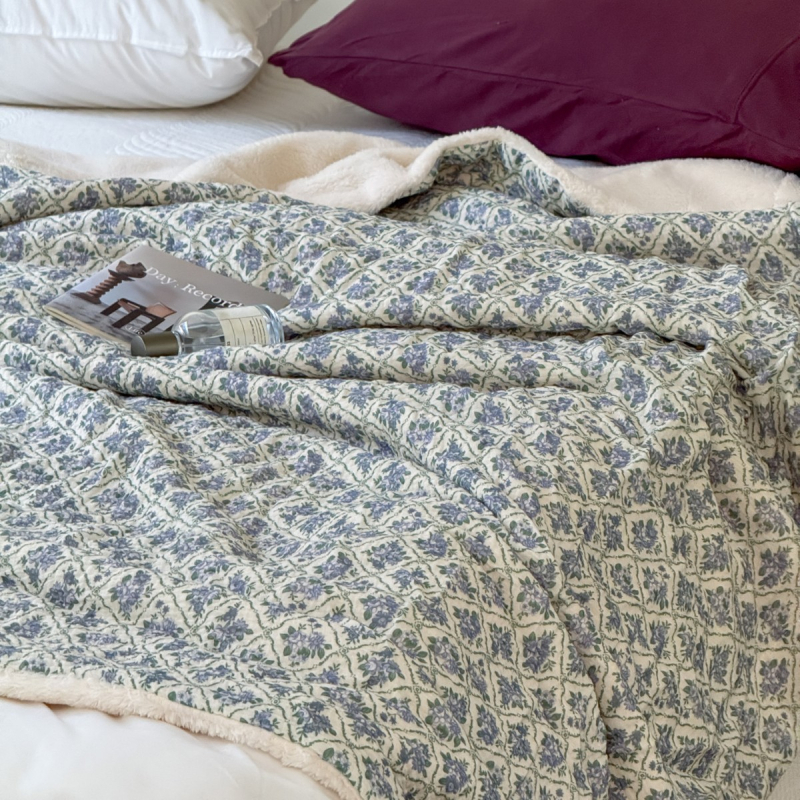 Κουβέρτα από βαμβάκι και βελούδο με μικρό φλοράλ μοτίβο, κορεατικού στυλ, 2,2 kg, χειμώνας
