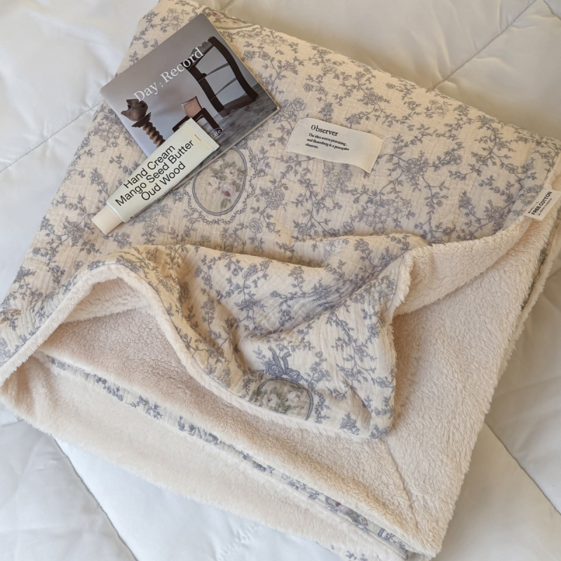 Κουβέρτα από βαμβάκι και βελούδο με μικρό φλοράλ μοτίβο, κορεατικού στυλ, 2,2 kg, χειμώνας