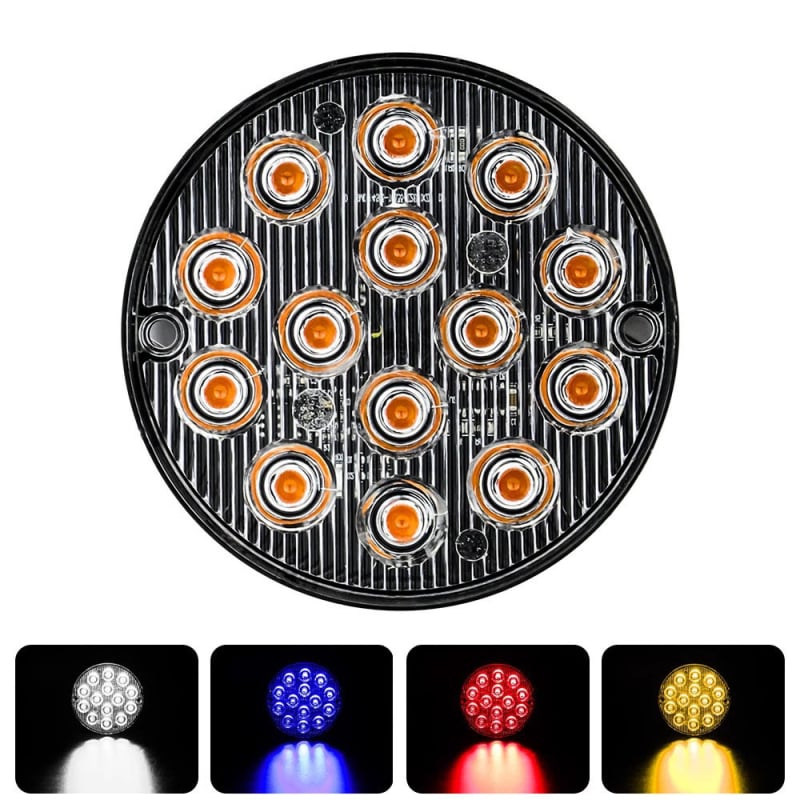 Okruglo LED strob svjetlo s 14 LED, 12-24V, aluminijsko kućište, za policijska vozila, intervencijska vozila i vozila hitne pomoći