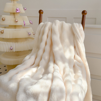 Κουβέρτα ανάπαυσης — χνουδωτή γούνα κουνελιού, κοραλλί φλίς, πολυεστέρας, 1000–1500 g, με δυνατότητα προσαρμογής