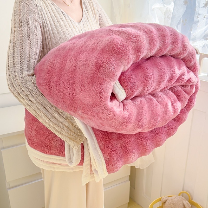 Κουβέρτα ανάπαυσης — χνουδωτή γούνα κουνελιού, κοραλλί φλίς, πολυεστέρας, 1000–1500 g, με δυνατότητα προσαρμογής