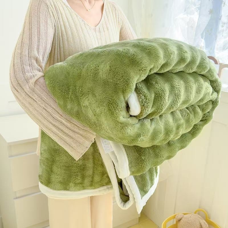 Κουβέρτα ανάπαυσης — χνουδωτή γούνα κουνελιού, κοραλλί φλίς, πολυεστέρας, 1000–1500 g, με δυνατότητα προσαρμογής