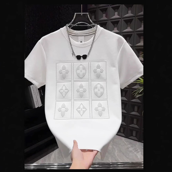 Majica kratkih rukava u korejskom stilu, okrugli izrez, kratki rukavi, točkasti uzorak, slobodan kroj