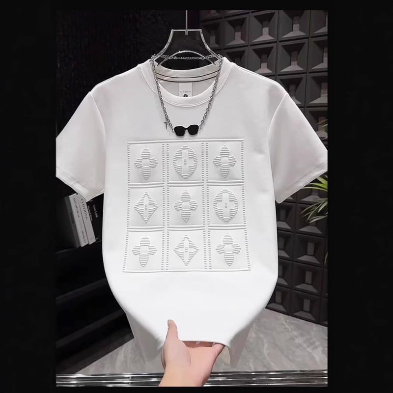 Majica kratkih rukava u korejskom stilu, okrugli izrez, kratki rukavi, točkasti uzorak, slobodan kroj