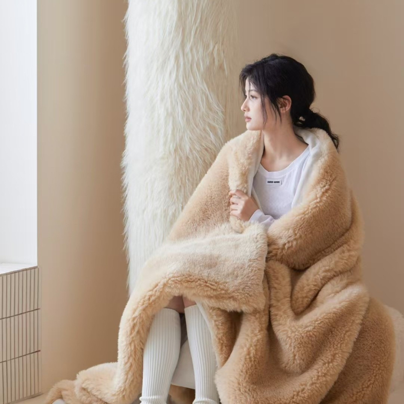 Κασμιρινο-μαλλί κουβέρτα, μονόχρωμο σχέδιο, χειμώνας, συρρίκνωση 3-5%, μοντέρνο μινιμαλιστικό στυλ