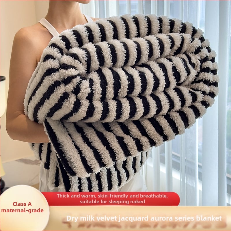 Whitsea φλανέλ κουβέρτα – πολυεστερική ίνα, ρίγες μοτίβο, 300–500 γρ, για όλες τις εποχές, στυλ ελαφρύ πολυτελείας