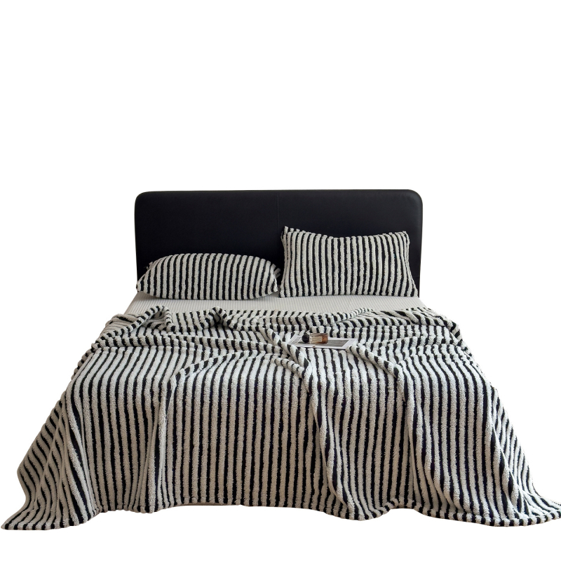 Whitsea φλανέλ κουβέρτα – πολυεστερική ίνα, ρίγες μοτίβο, 300–500 γρ, για όλες τις εποχές, στυλ ελαφρύ πολυτελείας