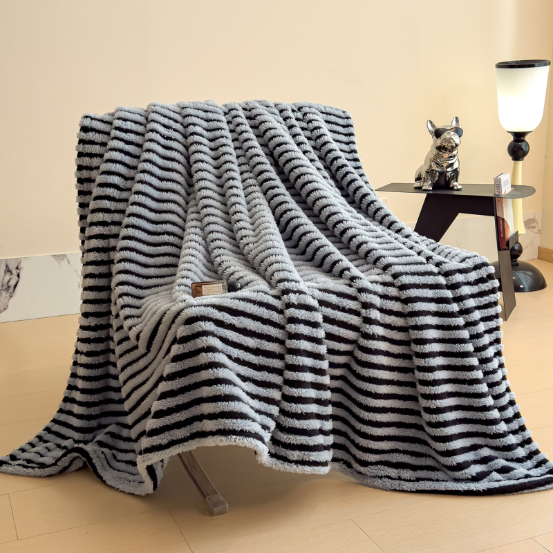 Whitsea φλανέλ κουβέρτα – πολυεστερική ίνα, ρίγες μοτίβο, 300–500 γρ, για όλες τις εποχές, στυλ ελαφρύ πολυτελείας