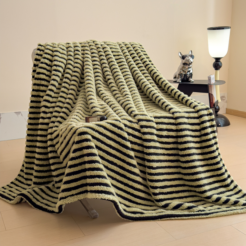 Whitsea φλανέλ κουβέρτα – πολυεστερική ίνα, ρίγες μοτίβο, 300–500 γρ, για όλες τις εποχές, στυλ ελαφρύ πολυτελείας