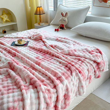 Κουβέρτα φλανέλ με μοτίβο μονόχρωμο, πολυεστέρας, για όλες τις εποχές, μινιμαλιστικό ύφος