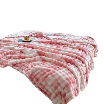 Κουβέρτα φλανέλ με μοτίβο μονόχρωμο, πολυεστέρας, για όλες τις εποχές, μινιμαλιστικό ύφος