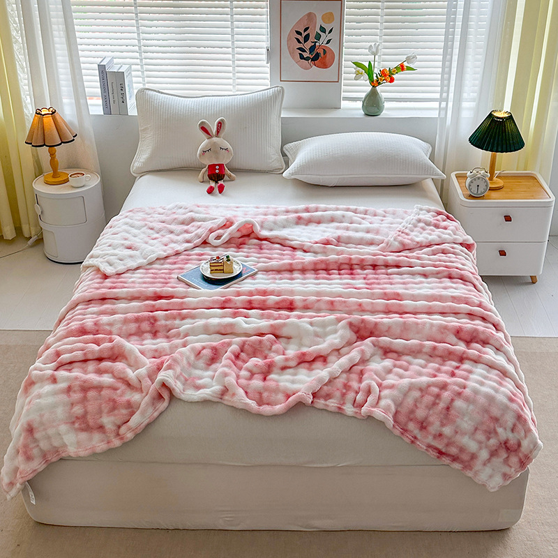 Κουβέρτα φλανέλ με μοτίβο μονόχρωμο, πολυεστέρας, για όλες τις εποχές, μινιμαλιστικό ύφος