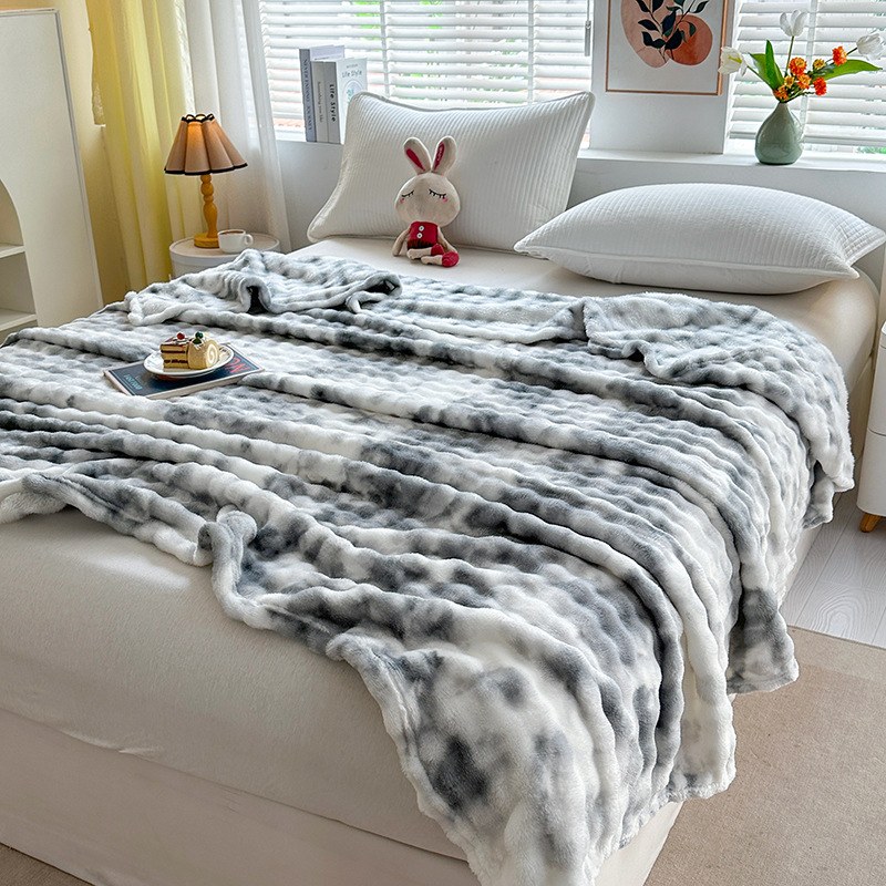 Κουβέρτα φλανέλ με μοτίβο μονόχρωμο, πολυεστέρας, για όλες τις εποχές, μινιμαλιστικό ύφος