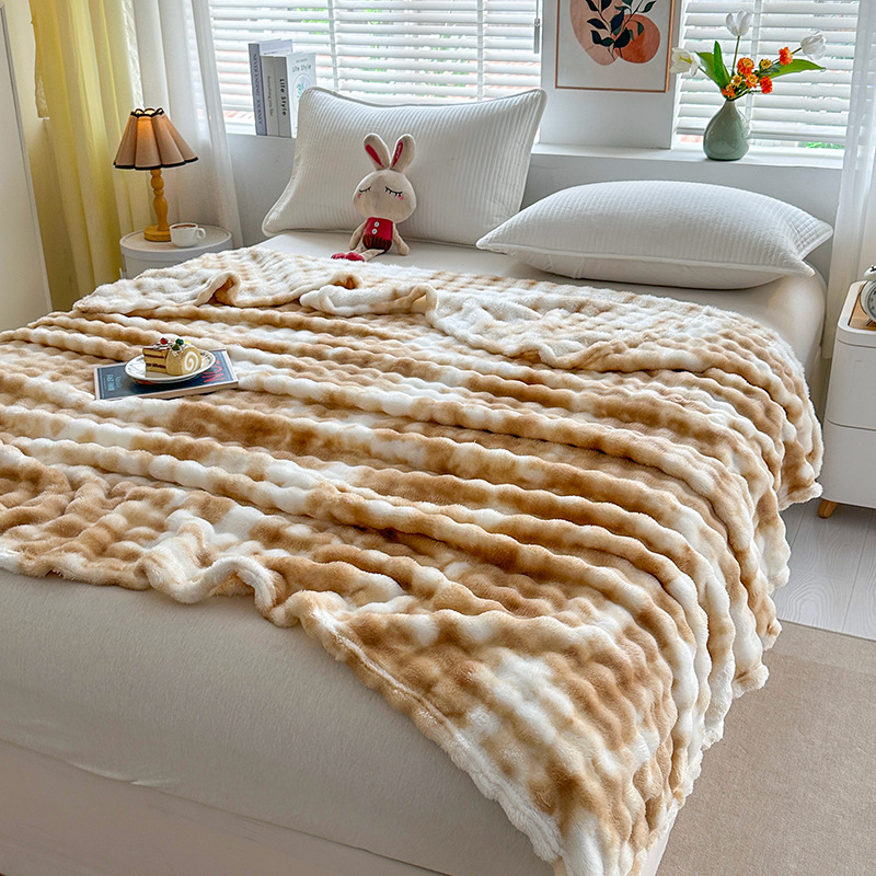 Κουβέρτα φλανέλ με μοτίβο μονόχρωμο, πολυεστέρας, για όλες τις εποχές, μινιμαλιστικό ύφος