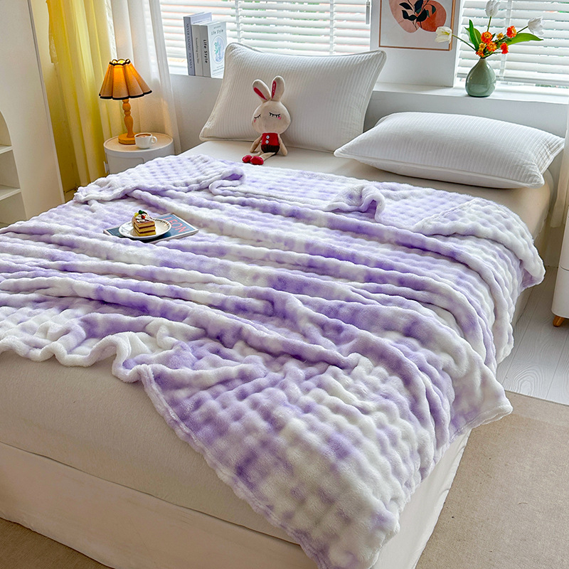 Κουβέρτα φλανέλ με μοτίβο μονόχρωμο, πολυεστέρας, για όλες τις εποχές, μινιμαλιστικό ύφος