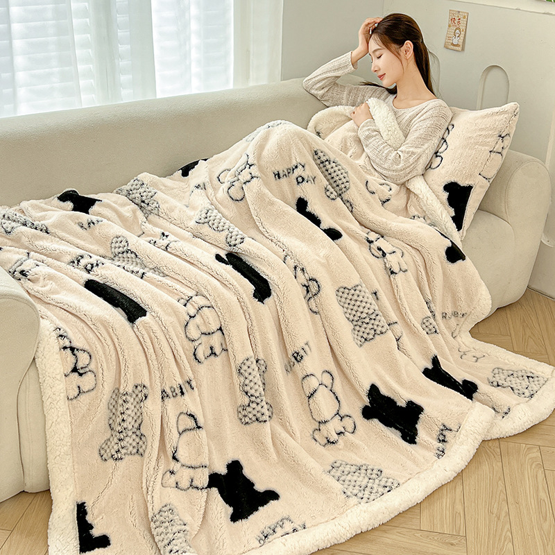 Πολυεστερικό φλανελ πάπλωμα με σχέδιο κινουμένων σχεδίων, θέρμανση για όλη τη σεζόν, ριχτάρι γραφείου και κοιτώνα