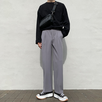 Férfi nadrágok, egyenes szabás, poliészter anyag, nyár, divatos stílus