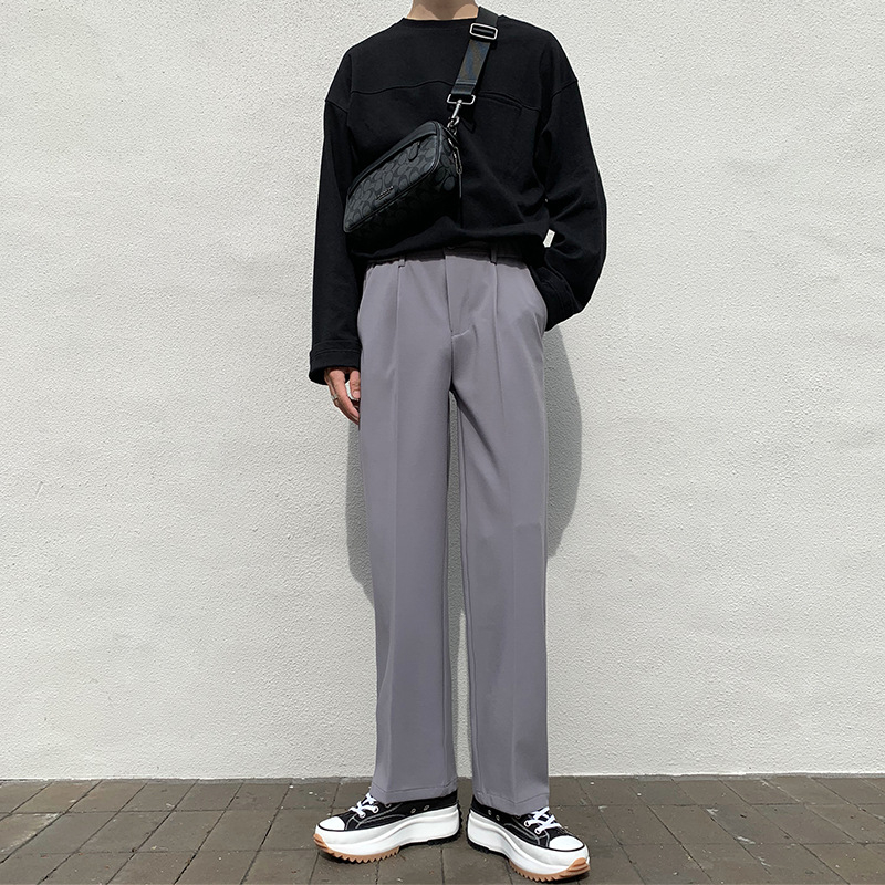 Férfi nadrágok, egyenes szabás, poliészter anyag, nyár, divatos stílus