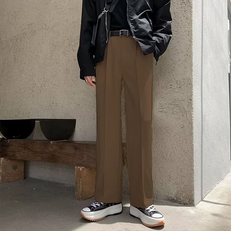 Férfi nadrágok, egyenes szabás, poliészter anyag, nyár, divatos stílus