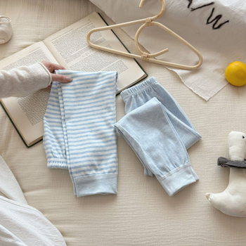 Dječje pamučne legice s prugama, srednji pojas, elastičan pojas, 100% pamuk, proljeće–jesen