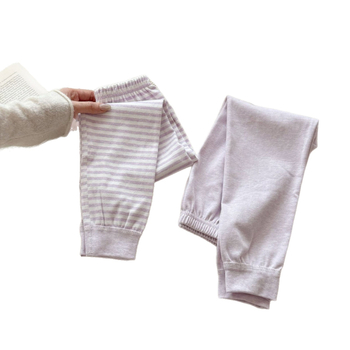 Dječje pamučne legice s prugama, srednji pojas, elastičan pojas, 100% pamuk, proljeće–jesen