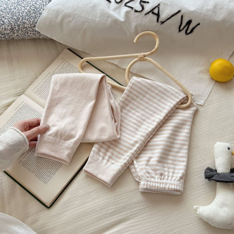 Dječje pamučne legice s prugama, srednji pojas, elastičan pojas, 100% pamuk, proljeće–jesen