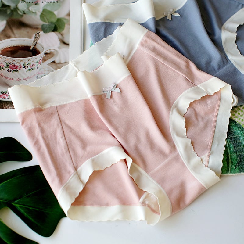 Γυναικείες εσώρουχες με διαπνοή, μεσαίας μέσης, φιόγκο από βισκόζη, επένδυση καβάλου από βαμβάκι