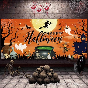 Halloween pozadina za fotografiranje proizvoda, dekoracija prtljažnika automobila, materijali: vinilno foto platno / nubuk tkanina / platno zastave