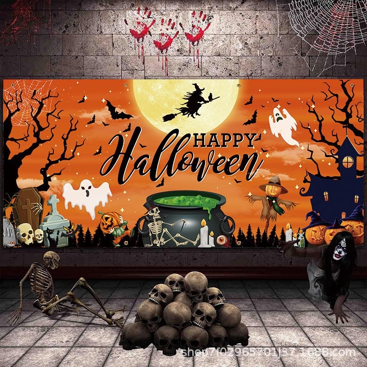 Halloween pozadina za fotografiranje proizvoda, dekoracija prtljažnika automobila, materijali: vinilno foto platno / nubuk tkanina / platno zastave