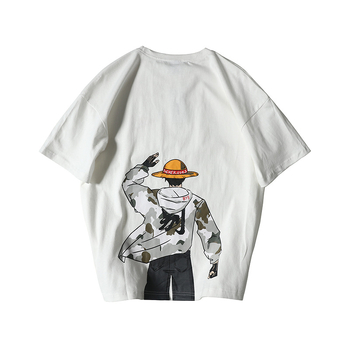 Majica s printom anime, kratki rukavi, okrugli izrez, slobodan kroj, prozračna mješavina poliestra i milk silk, ljeto, za odrasle muškarce