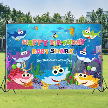 Pozadina za dječju zabavu s temom Podmorje — vinil tkanina za fotografiranje proizvoda, Youge, težina 340 g