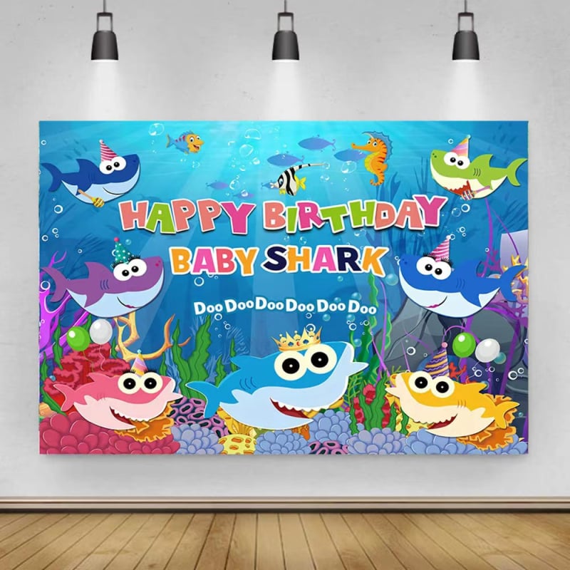 Pozadina za dječju zabavu s temom Podmorje — vinil tkanina za fotografiranje proizvoda, Youge, težina 340 g