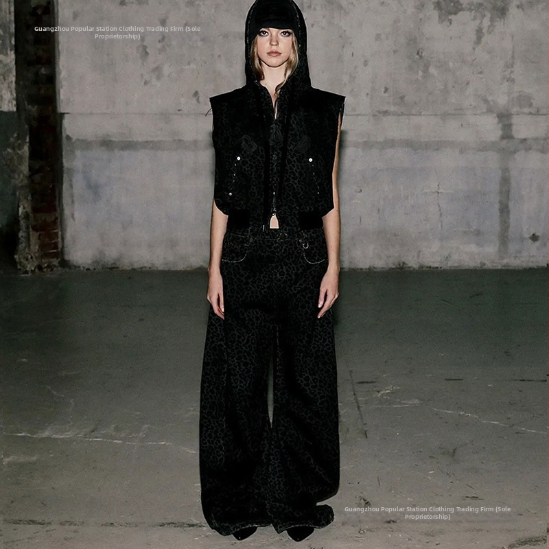 Женски дънки с широк крак от деним, свободна кройка, талия средна височина, 80–90% памук