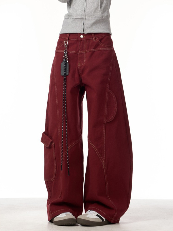 Traperice s krojem scimitar, dekonstruirani dizajn, visok bok, ravni kroj, denim, 70–80% pamuka