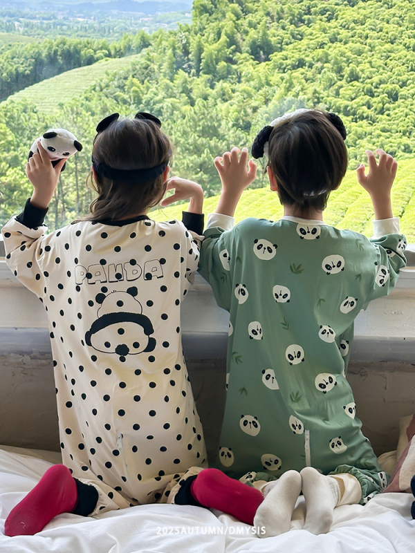 Детски гащеризон за спане с разделени крака – памук-ликра, 95% памук, защита на корема, стил корейски, за възраст 3–8 г., шарки животни/карикатури/точки