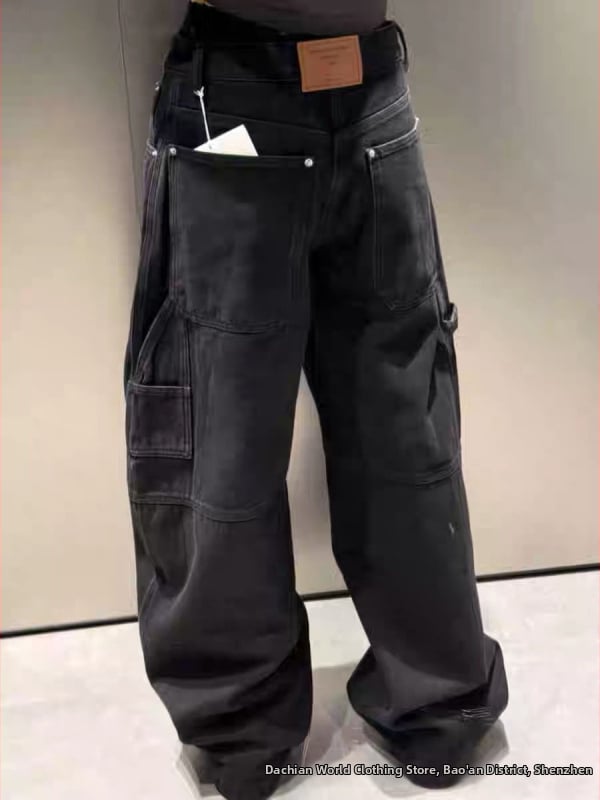 Дънени дамски панталони с висока талия, широки и дълги, деним памук 90–95%, висока еластичност