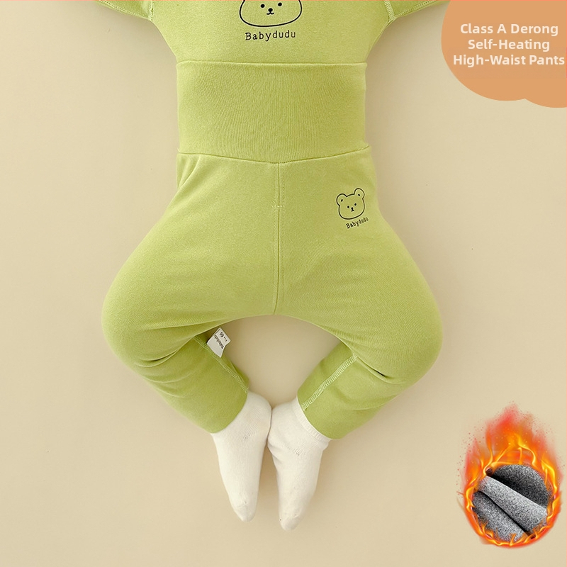 Hlače za bebe za jesen i zimu, visok struk, tople fleecirane, unisex, za novorođenčad