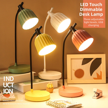 Stolna LED lampa s dodirnim upravljanjem, USB napajanje, LED sa promjenjivom svjetlinom, plastično sjenilo, CRI 80–89