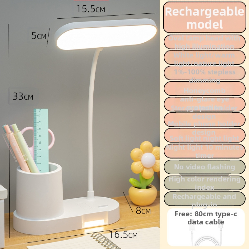 Stolna lampa za učenje s dodirnim prekidačem, 5W, ugrađena litijska baterija, CRI 80–89, napon ≤36V
